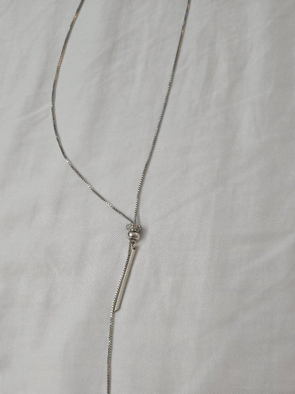 Long silver necklace